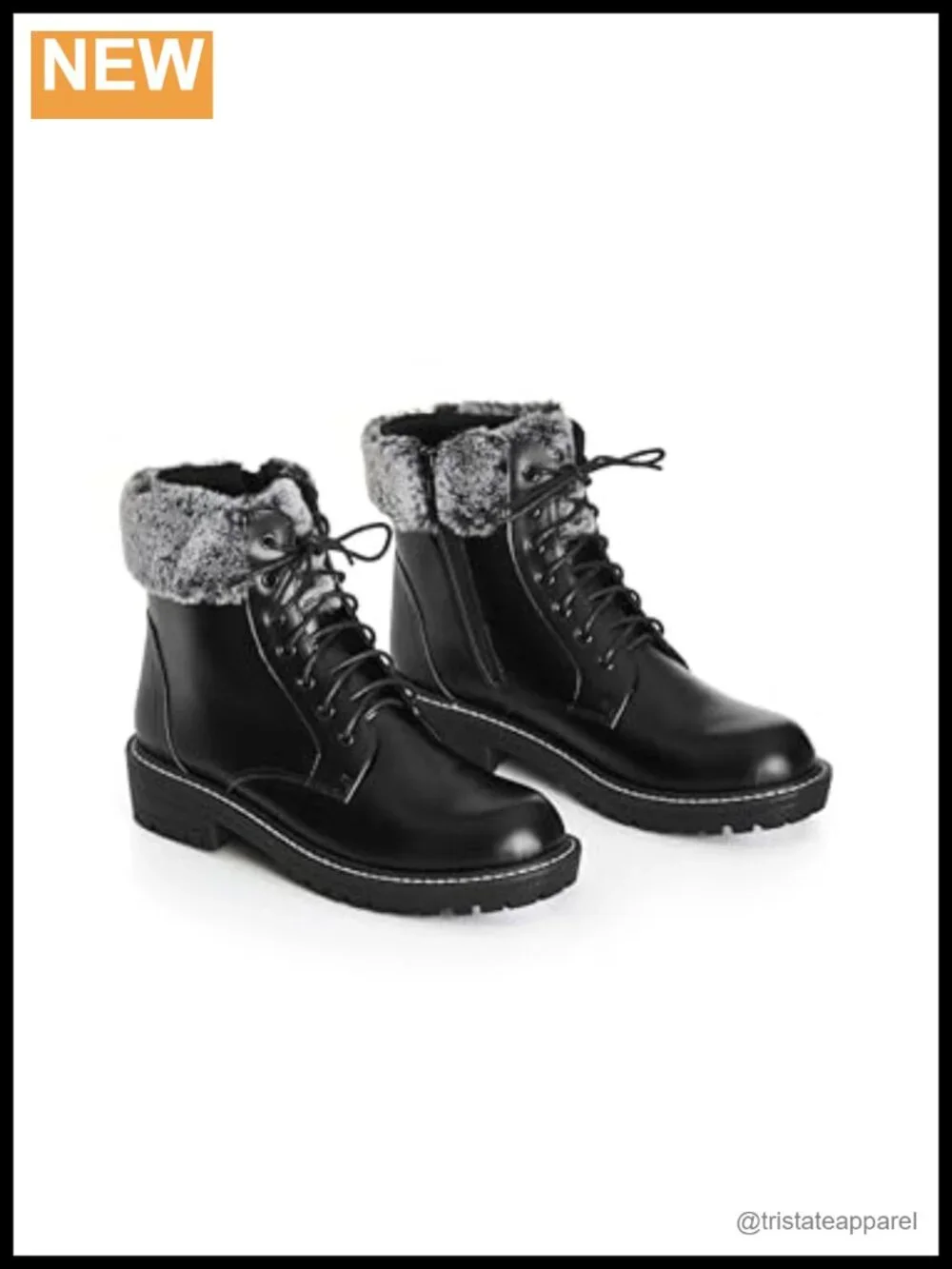 Faux Suede Wide Fit Ankle Bootie with Faux Fur Trim Side Zip Block Heel